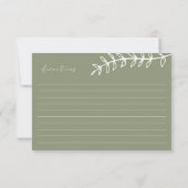 Sage Green Boho Blume Hochzeitskarte Mitteilungskarte (Rückseite)