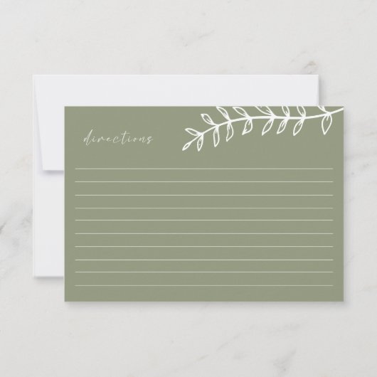 Sage Green Boho Blume Hochzeitskarte Mitteilungskarte (Rückseite)