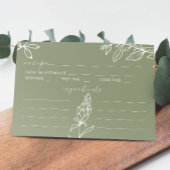 Sage Green Boho Blume Hochzeitskarte Mitteilungskarte