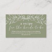 Sage Green Boho Blume Hochzeitsrezepte Begleitkarte (Vorderseite)