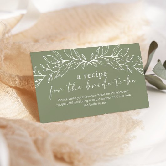 Sage Green Boho Blume Hochzeitsrezepte Begleitkarte