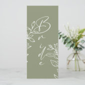 Sage Green Boho Blume reserviert Sitzplätze Menükarte (Stehend Vorderseite)