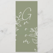 Sage Green Boho Blume reserviert Sitzplätze Menükarte (Vorderseite)