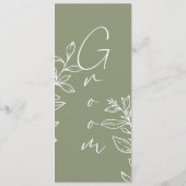 Sage Green Boho Blume reserviert Sitzplätze Menükarte (Rückseite)