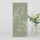 Sage Green Boho Blume reserviert Sitzplätze Menükarte (Stehend Vorderseite)
