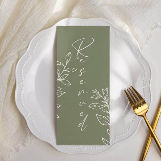 Sage Green Boho Blume reserviert Sitzplätze Menükarte