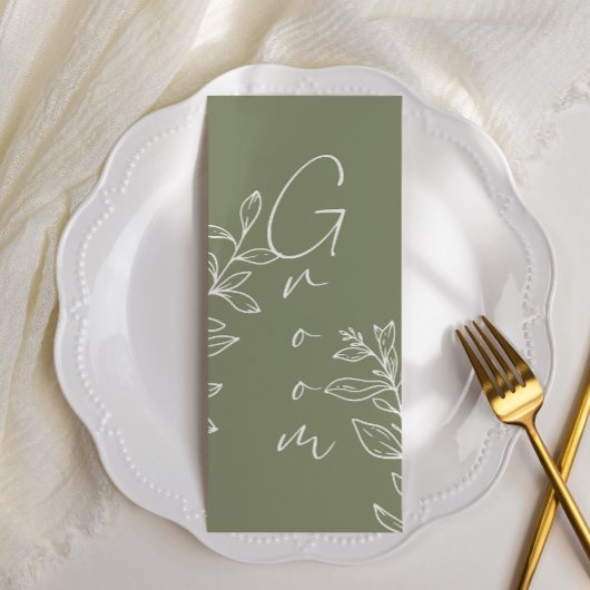 Sage Green Boho Blume reserviert Sitzplätze Menükarte