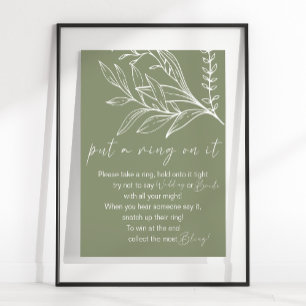 Sage Green Boho Blume setzen einen Ring auf das Sp Poster