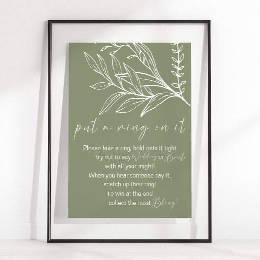 Sage Green Boho Blume setzen einen Ring auf das Sp Poster