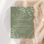 Sage Green Boho Blume Wedding Just Married Einladung