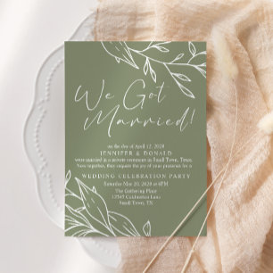 Sage Green Boho Blume Wedding Just Married Einladung