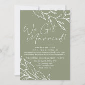 Sage Green Boho Blume Wedding Just Married Einladung (Vorderseite)