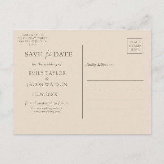 Sage Green Boho Blumenkranz Save the Date Postkarte (Rückseite)