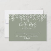 Sage Green Boho Botanische Hochzeit RSVP Karte (Vorderseite)