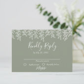 Sage Green Boho Botanische Hochzeit RSVP Karte (Stehend Vorderseite)
