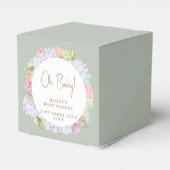 Sage Green Boho Cactus Desert Baby Shower Geschenkschachtel (Rückseite)