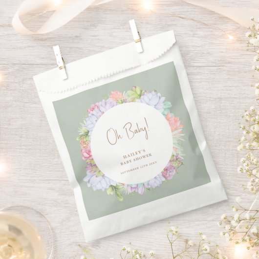 Sage Green Boho Cactus Desert Oh Baby Dusche Geschenktütchen (Ausgeschnitten)