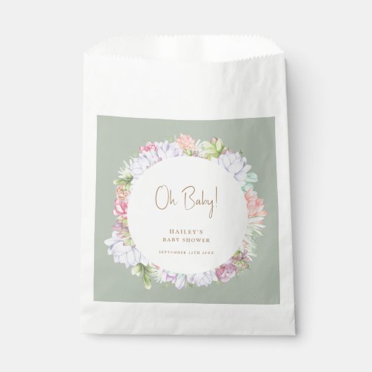 Sage Green Boho Cactus Desert Oh Baby Dusche Geschenktütchen (Vorderseite)