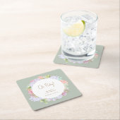 Sage Green Boho Cactus Desert Oh Baby Dusche Rechteckiger Pappuntersetzer (Vor Ort)