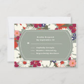 Sage Green Boho Chic Floral Modern Wedding RSVP (Vorderseite)