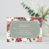 Sage Green Boho Chic Floral Modern Wedding RSVP (Stehend Vorderseite)