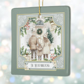 Sage Green Boho Chic Personalisierte Weihnachtszei Keramikornament