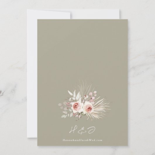 Sage Green Boho Chic Rustic Floral Wedding Einladung (Rückseite)