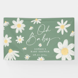 Sage Green Boho Daisy Blume Baby Showbanner Banner