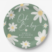 Sage Green Boho Daisy Blume Paper Teller (Vorderseite)