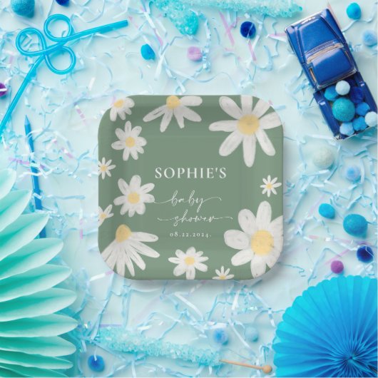 Sage Green Boho Daisy Blume Paper Teller (Party)