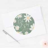 Sage Green Boho Daisy Blume Round Sticker (Umschlag)