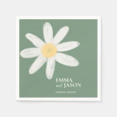 Sage Green Boho Daisy Floral Napkins Serviette (Vorderseite)