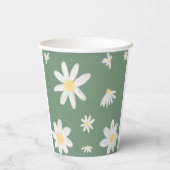 Sage Green Boho Daisy Floral Wedding Paper Cups Pappbecher (Rückseite)