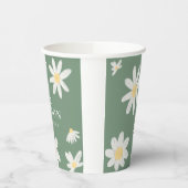 Sage Green Boho Daisy Floral Wedding Paper Cups Pappbecher (Links)