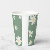 Sage Green Boho Daisy Floral Wedding Paper Cups Pappbecher (Rechts)