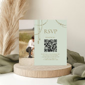 Sage Green Boho Draped Beaded Wedding QR Code UAWG Begleitkarte