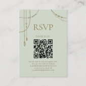 Sage Green Boho Draped Beaded Wedding QR Code UAWG Begleitkarte (Vorderseite)