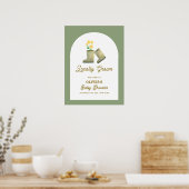 Sage Green Boho Floral Boots Baby Dusche Willkomme Poster (Küche)