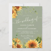 Sage green boho floral sunflower wedding einladung (Vorderseite)