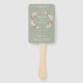Sage Green Boho Floral Wedding Fächer (Vorderseite)