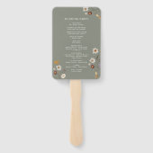 Sage Green Boho Floral Wedding Program Hand Fan Fächer (Rückseite)
