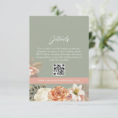 Sage Green Boho Floral Wedding QR Card Begleitkarte (Stehend Vorderseite)