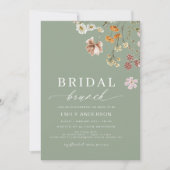 Sage Green Boho Floral Wildblume Bridal Brunch Einladung (Vorderseite)
