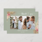 Sage green Boho Foto Hochzeit danke Ihnen Karte (Vorne/Hinten)