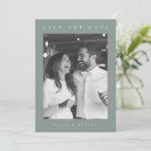 Sage Green Boho Foto Save the Date Einladung (Stehend Vorderseite)