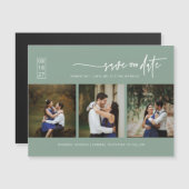 Sage Green Boho Foto Save the Date Magnetkarte (Vorne/Hinten)