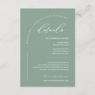 Sage Green Boho Hochzeitsdetails Begleitkarte