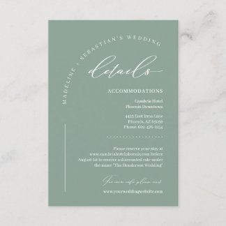 Sage Green Boho Hochzeitsdetails Begleitkarte