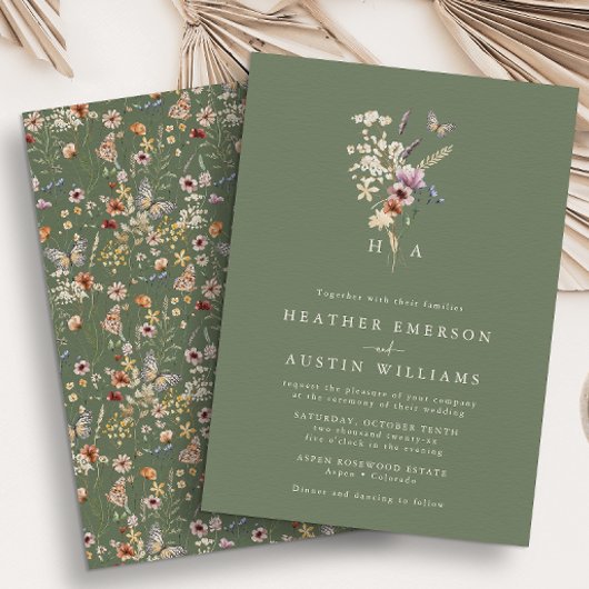 Sage Green Boho Hochzeitseinladung Einladung
