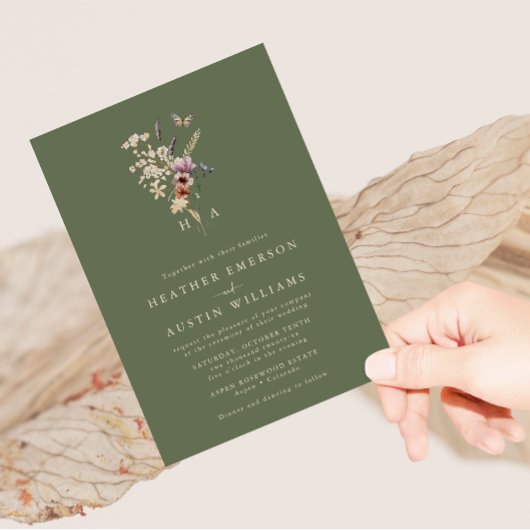 Sage Green Boho Hochzeitseinladung Einladung